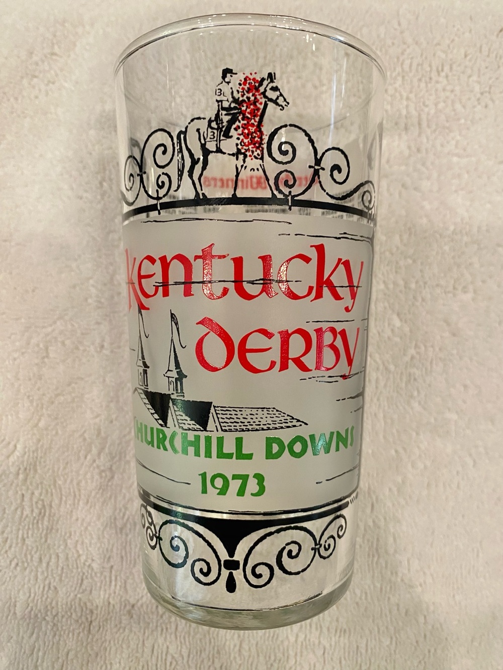Equestrian 1973 Kentucky Derby Glass Secretariat Ron Turcotte New Vintage 73’